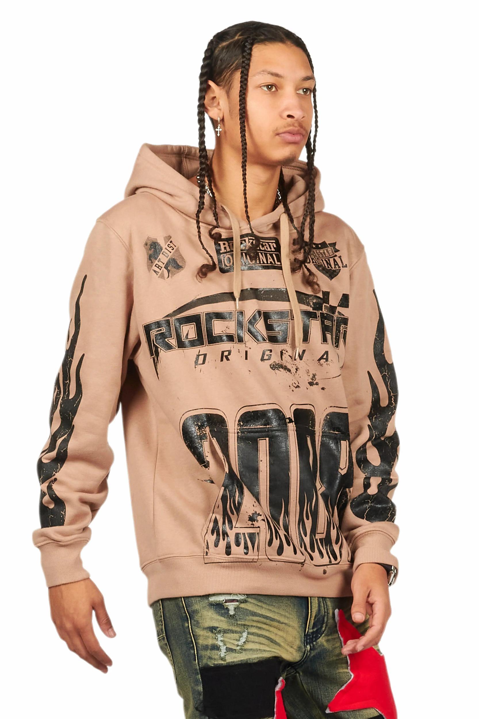 Amos Khaki Graphic Hoodie Male Product Image