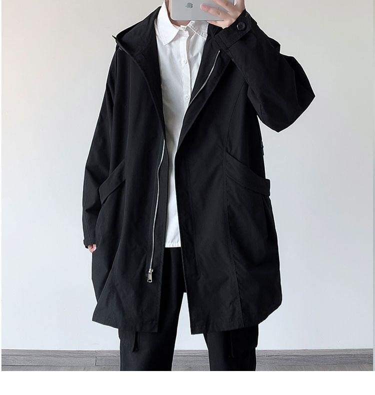 Plain Hooded Zip Windbreaker Product Image