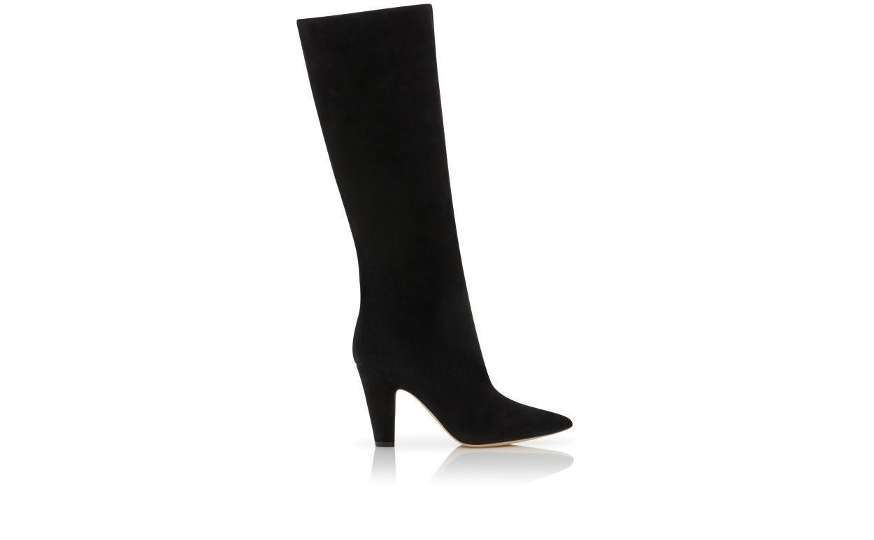 LINA Black Suede Knee High Boots Product Image