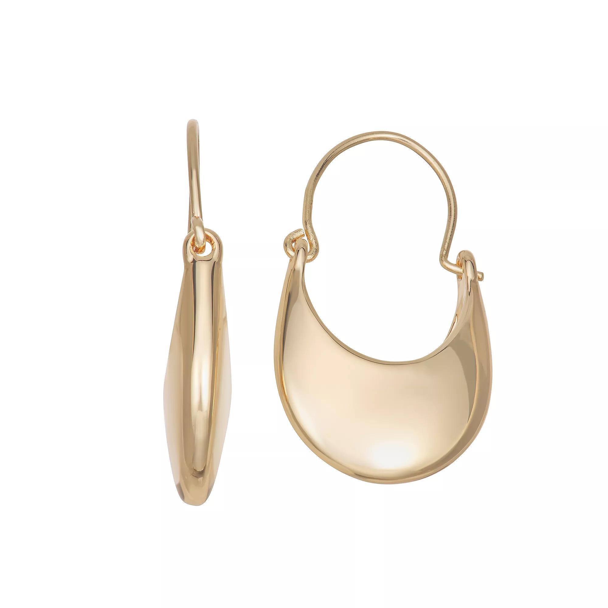 Nine West Silver Tone 29mm Puffy Hoop Wire Earrings, Womens, Gold Tone Product Image