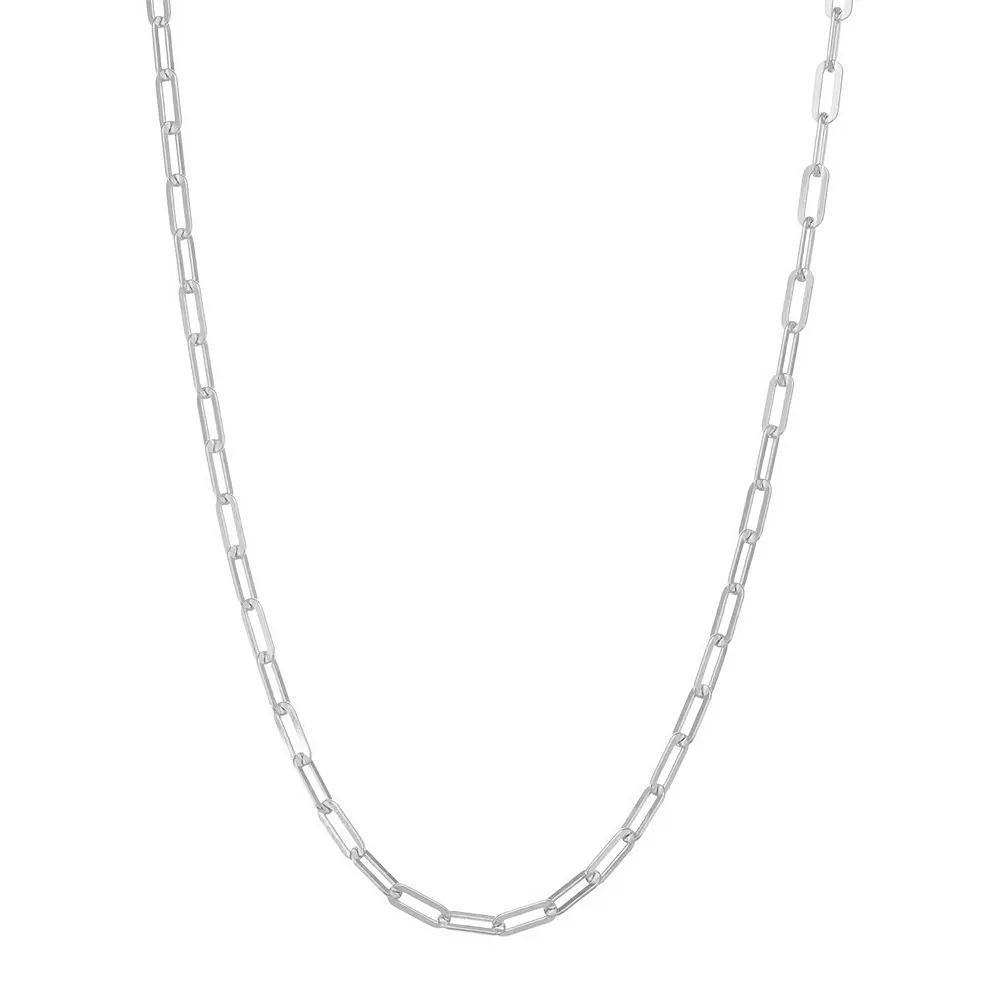 Giorgio di Vicenza Sterling Silver Flat Paper Clip Chain Necklace, Womens Product Image