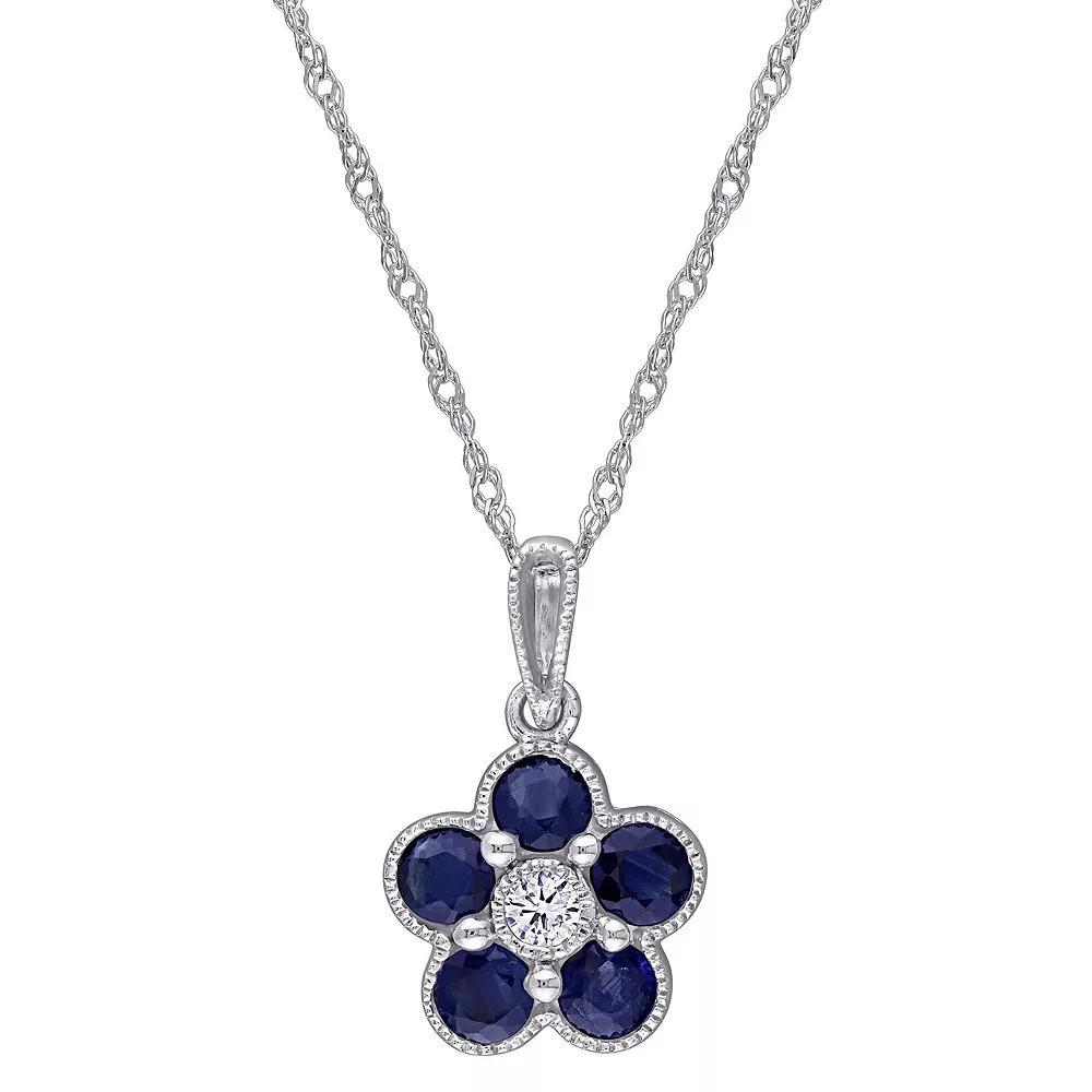 Stella Grace 14K White Gold Sapphire & Diamond Accent Pendant Necklace, Women's, Size: 17", 14k Whgold Product Image