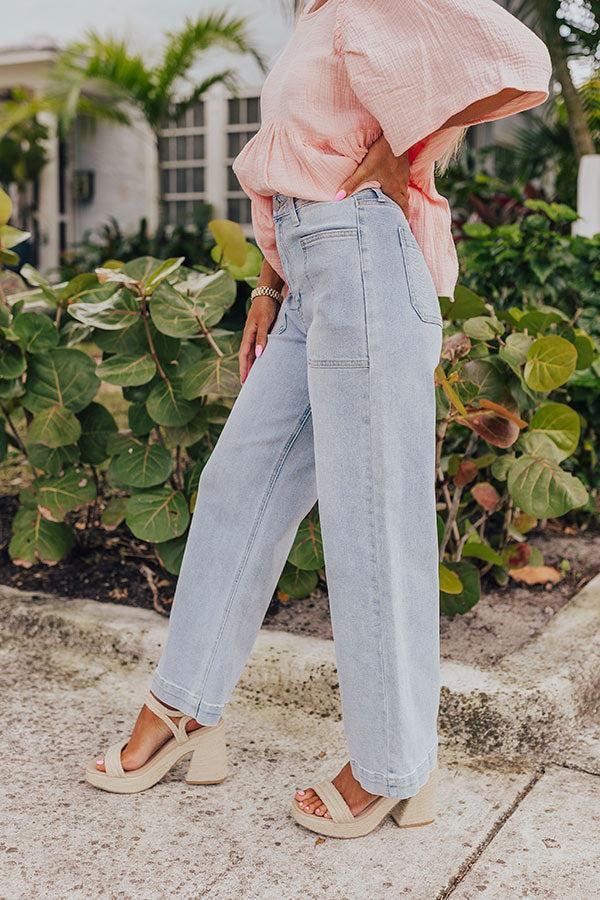 Just USA Donna High Waist Cargo Pants In Light Wash Product Image