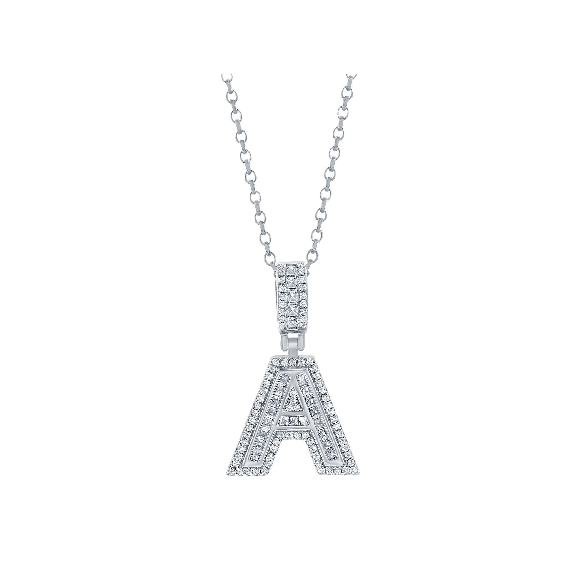 Argento Bella Sterling Silver Cubic Zirconia Initial Pendant Necklace, Women's, Size: 18", Sterling A Product Image