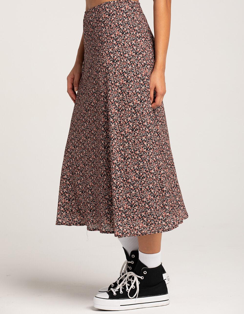 RSQ Womens Low Rise Ditsy Midi Skirt - CREAM/BLACK Product Image