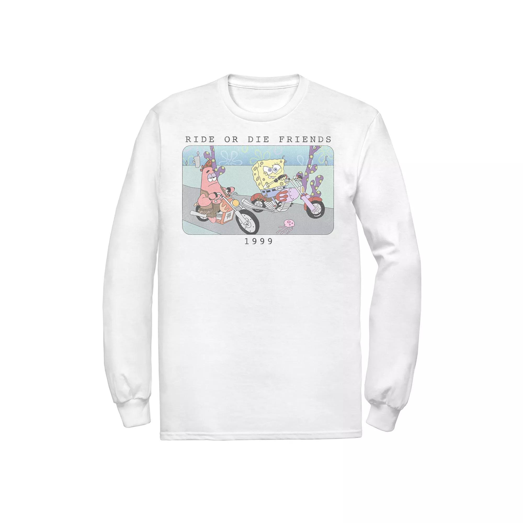 Men's Nickelodeon SpongeBob SquarePants Ride Or Die Friends 1999 Portrait Long Sleeve Graphic Tee, Size: XXL, White Product Image
