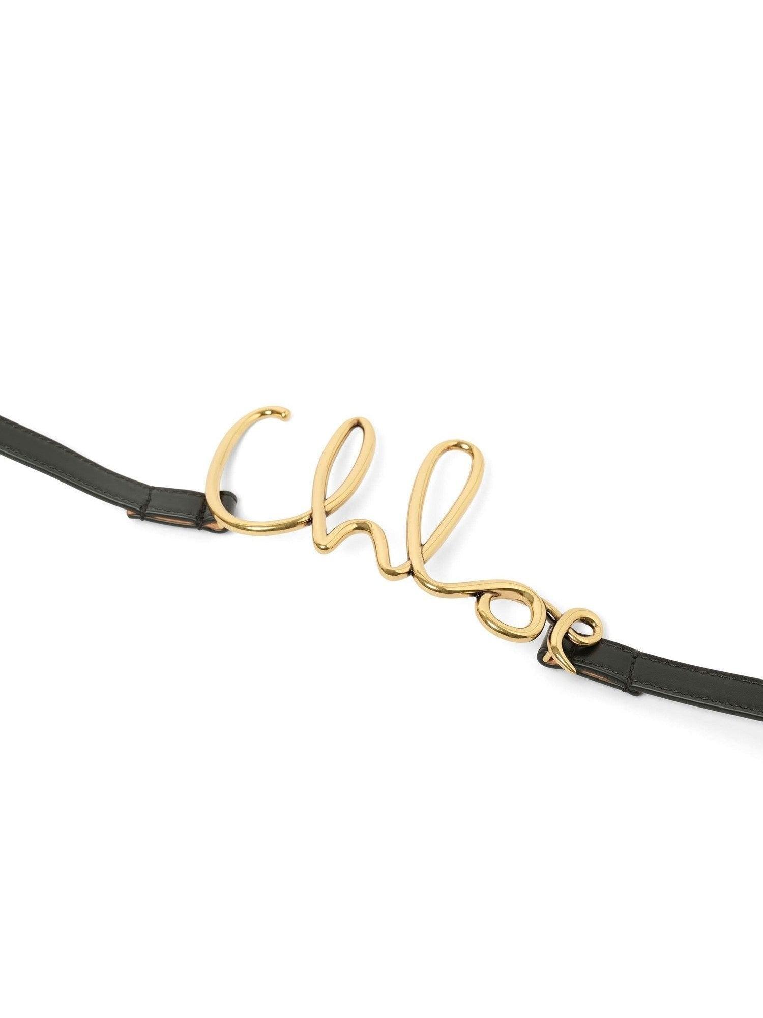CHLOÉ Iconic Leather Belt Gold-tone Hardware In Black Product Image