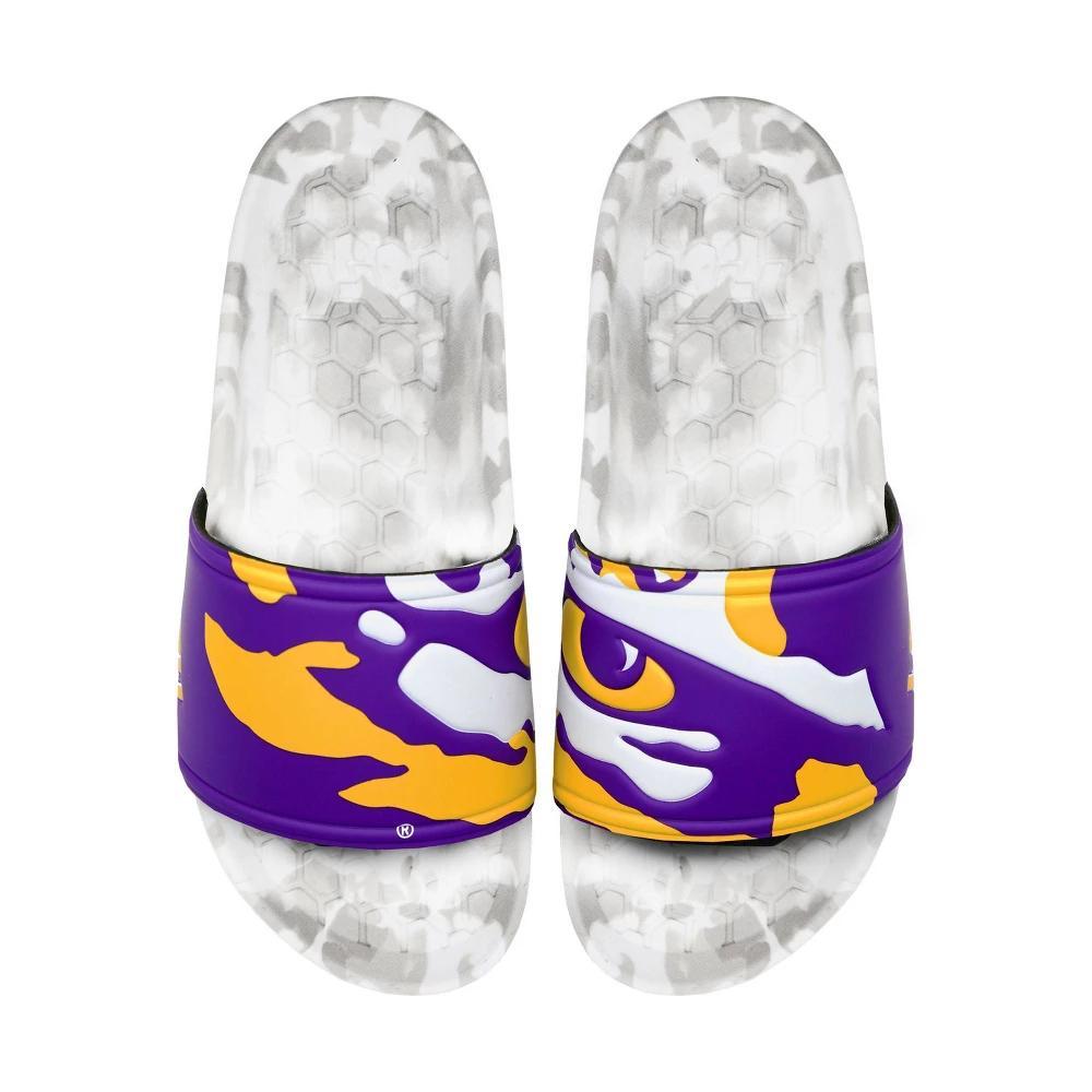 NCAA LSU Tigers Slydr Pro White Sandals - Purple M15/W17 Product Image