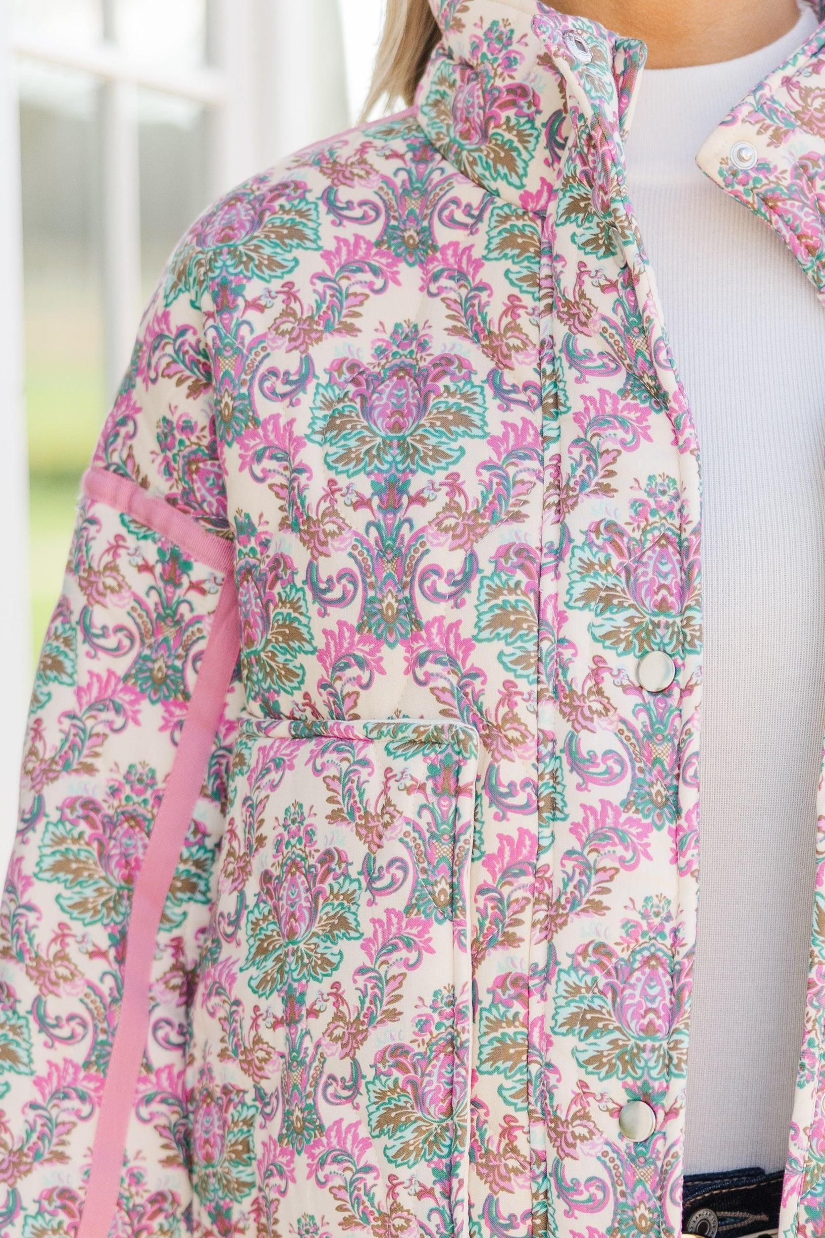 Tell Her Story Pink Damask Jacket Female Product Image