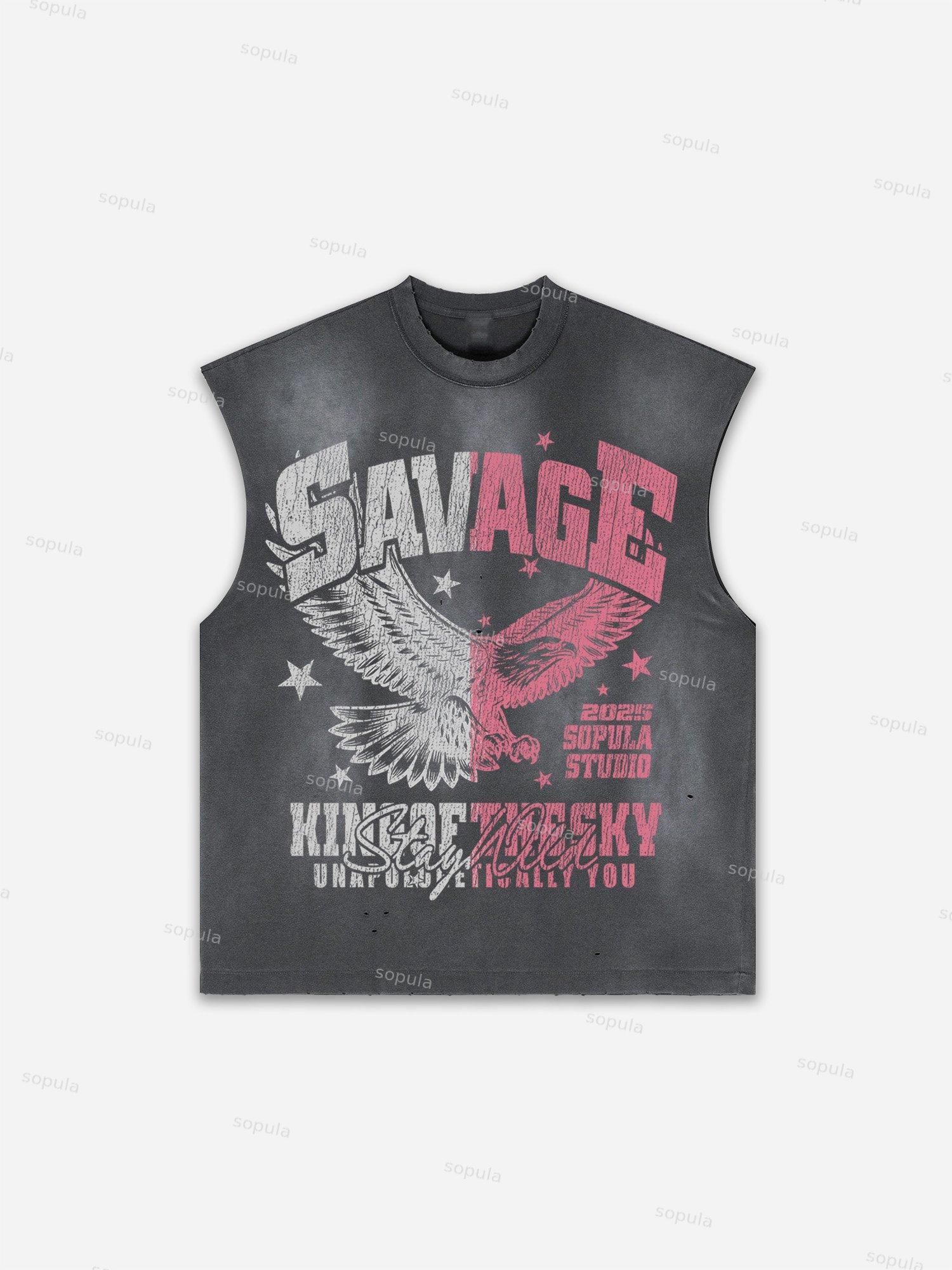 Future World Brainstorming Graphic Print Distressed Tank Top Product Image