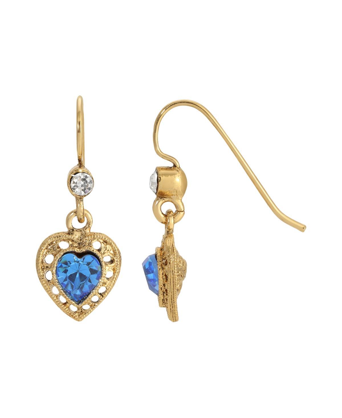 1928 Gold Tone Heart Drop Earrings, Womens, Green Product Image