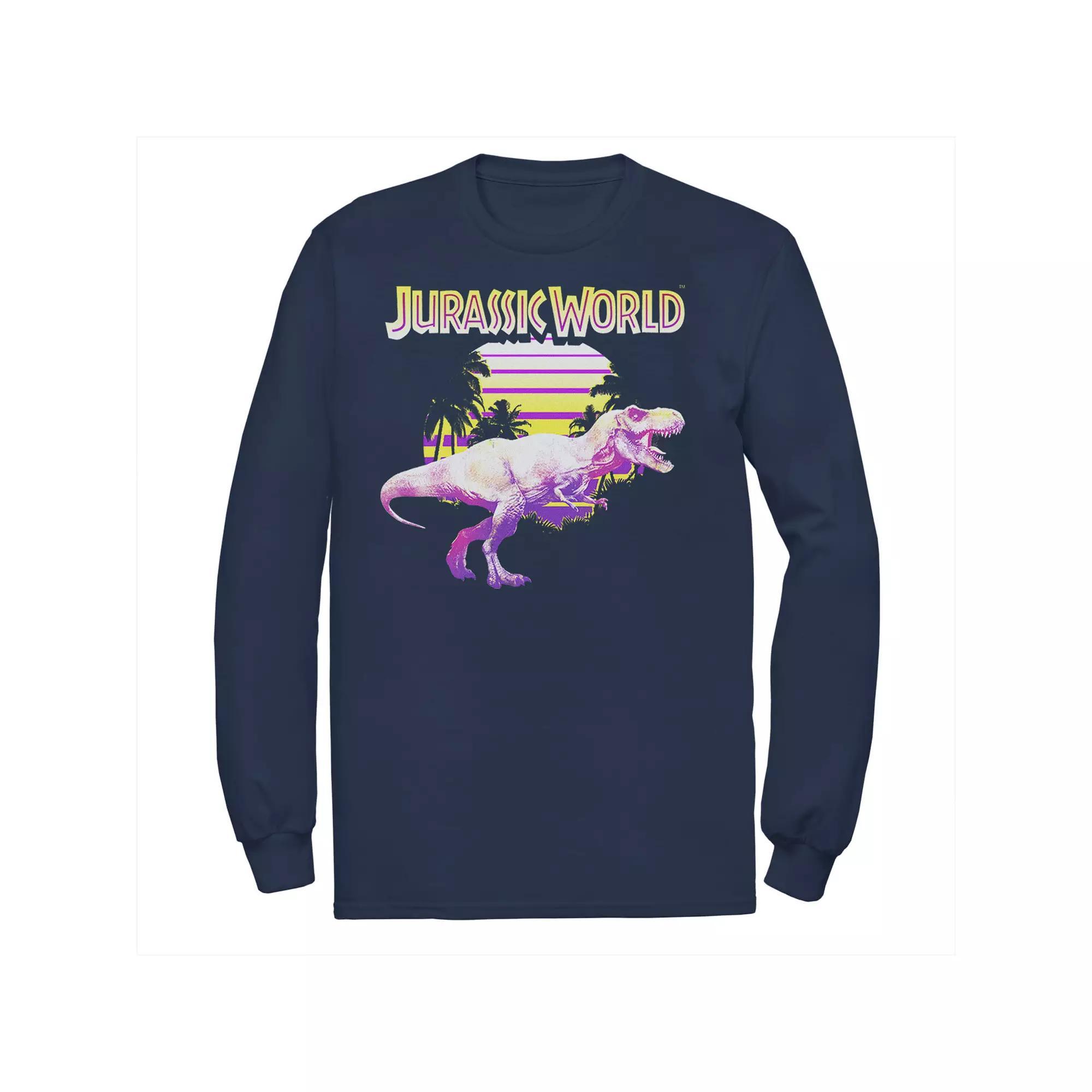 Men's Jurassic World Neon Purple & Yellow T-Rex Tee, Size: Small, Blue Product Image