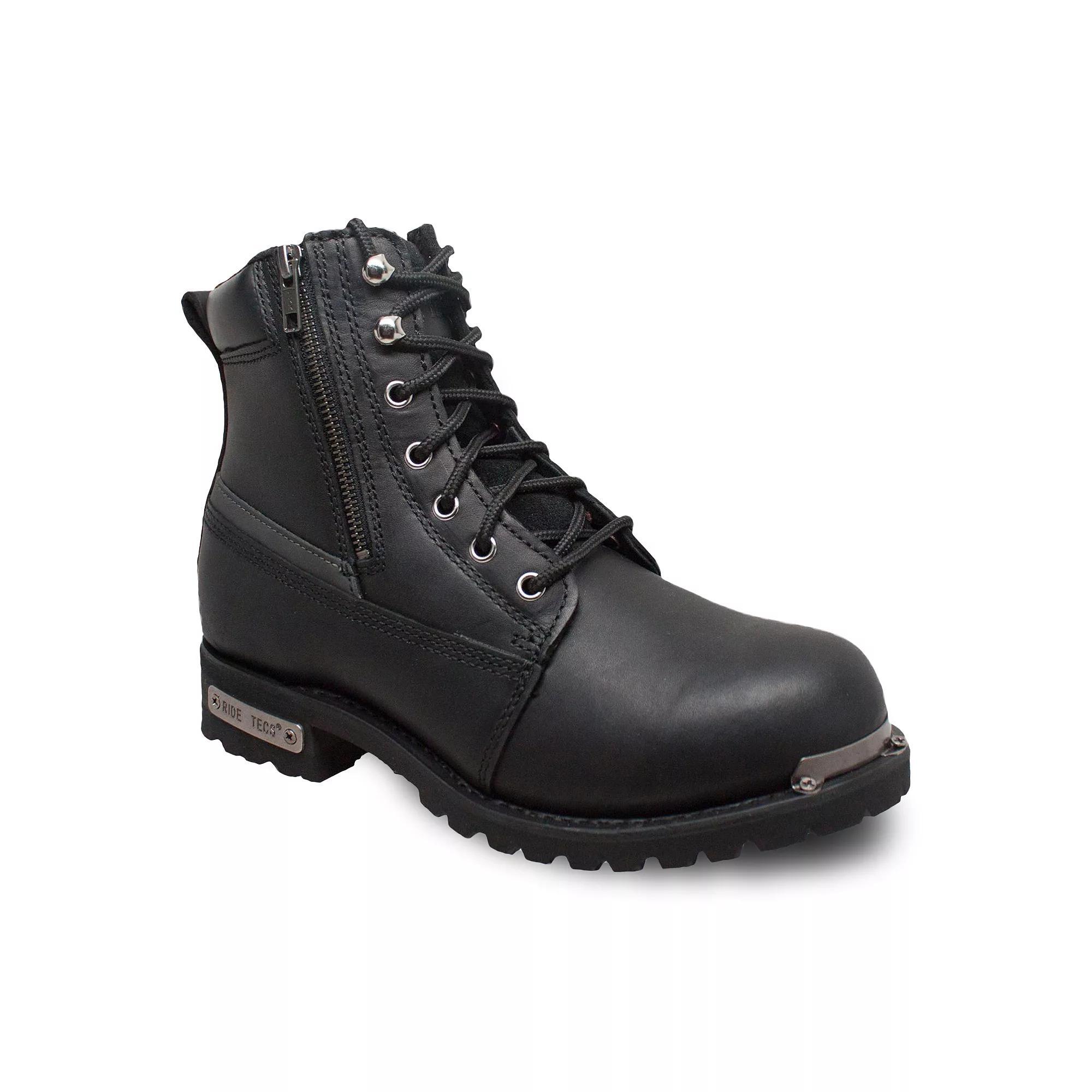 AdTec Reflective Double Zipper Women's Leather Biker Boots, Size: 10, Black Product Image