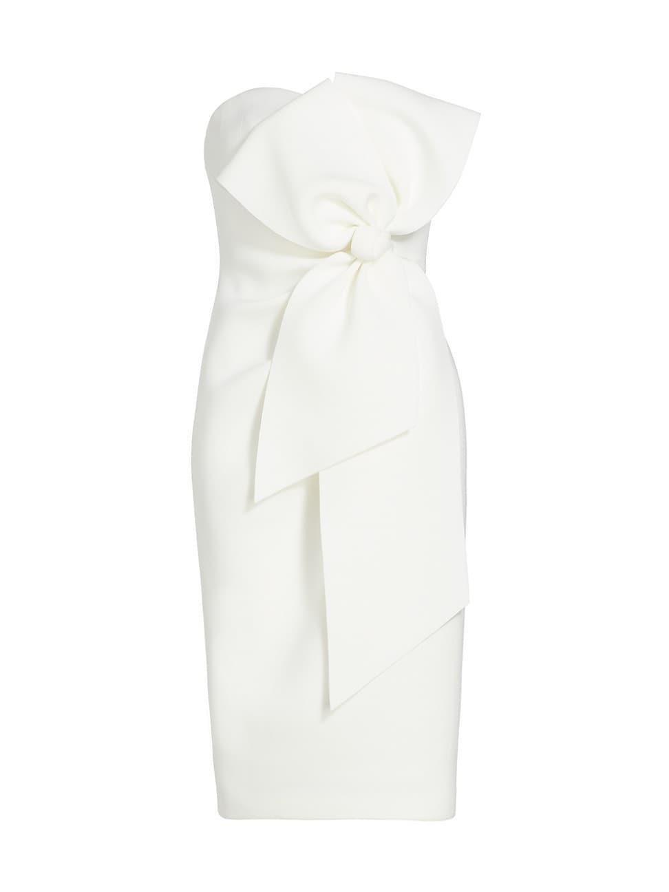 Womens Scuba Bow Strapless Midi-Dress Product Image
