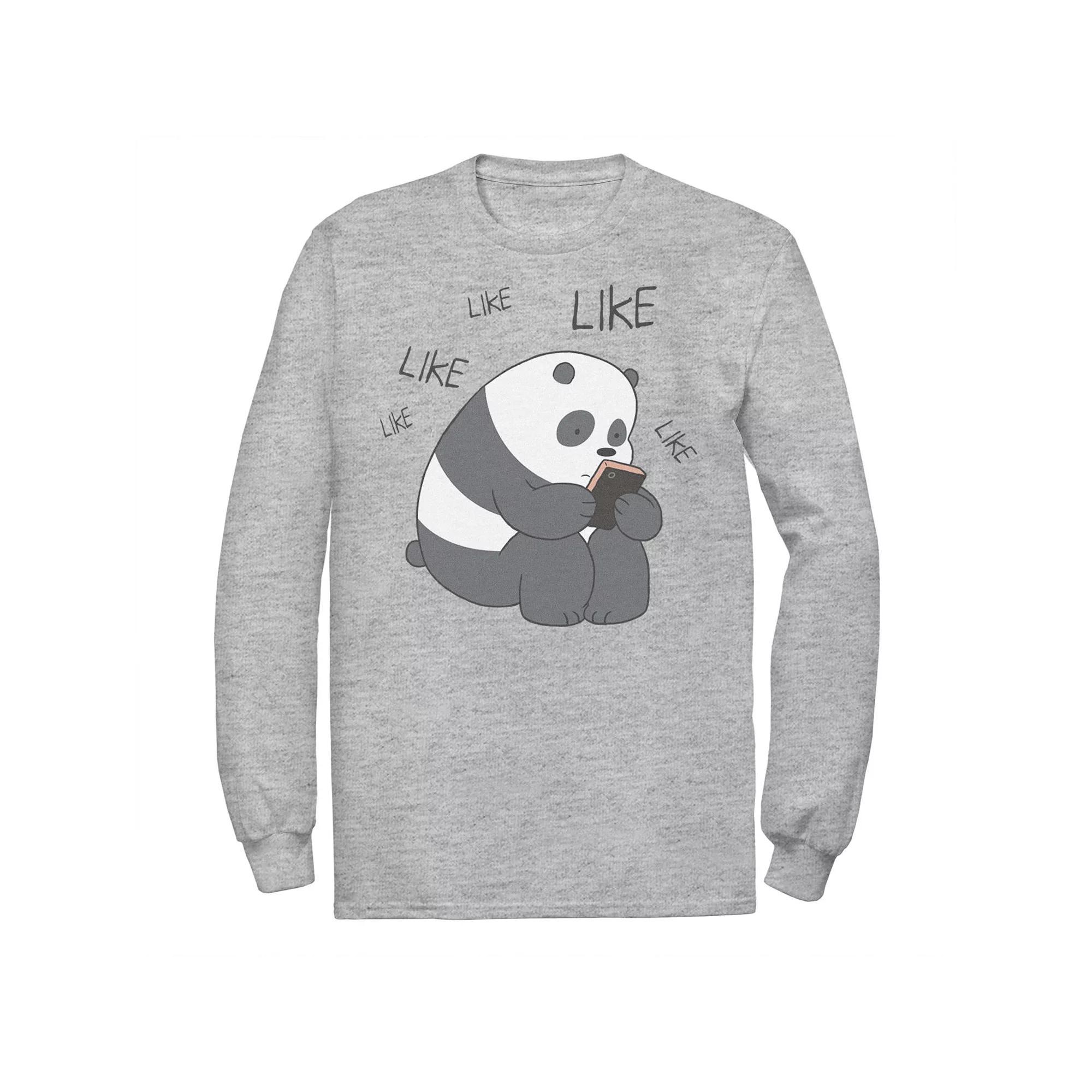 Men's Cartoon Network We Bare Bears Like Like Like Texting Long Sleeve Tee, Size: Large, Athletic Grey Product Image