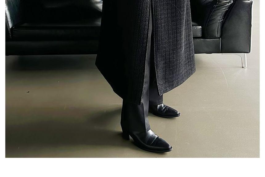 Lapel Collar Plain Double Breasted Long Coat Product Image