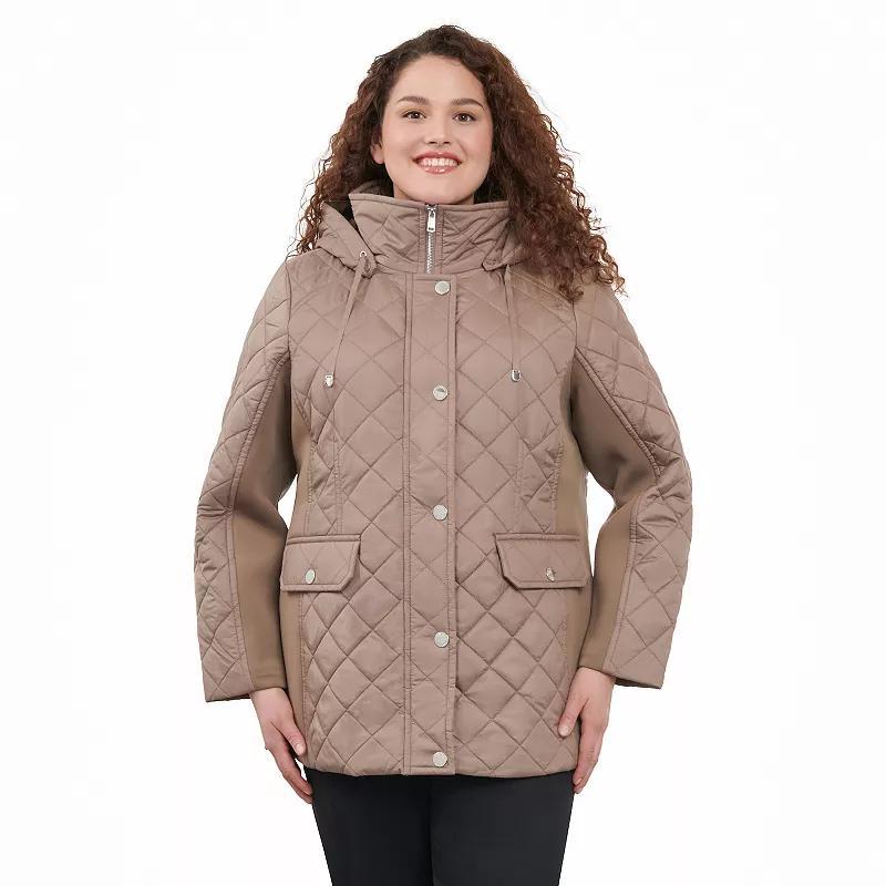 Plus Size London Fog Quilted Jacket, Women's, Size: 3XL, Black Product Image