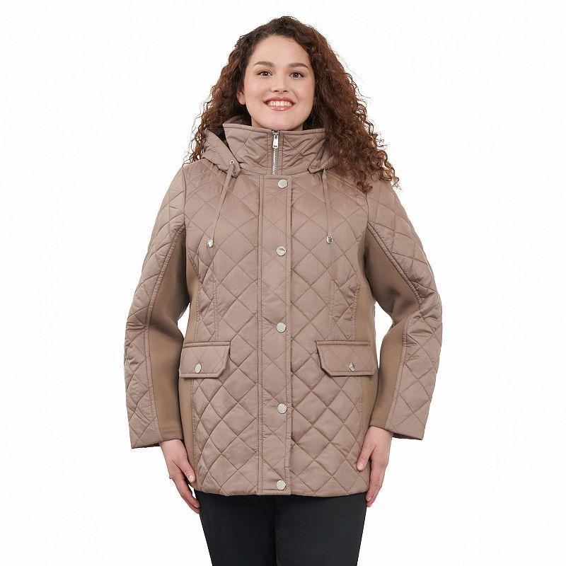 Plus Size London Fog Quilted Jacket, Women's, Size: 3XL, Black Product Image
