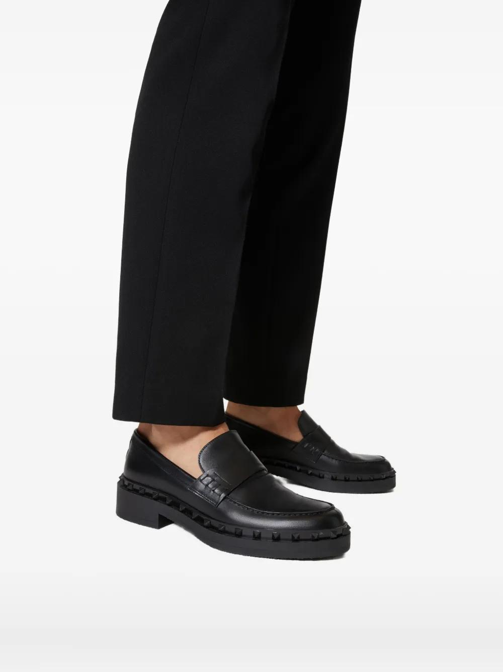 Rockstud leather loafers Product Image