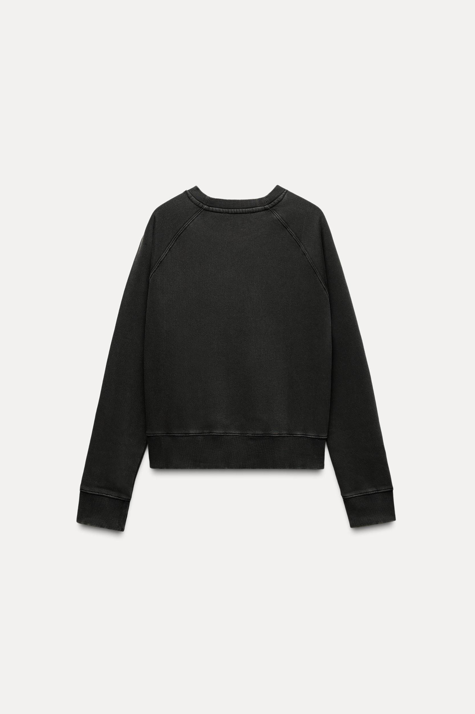 Sweatshirt made of spun cotton blend fabric. Round neck and long raglan sleeves. Tonal rib trim. Product Image