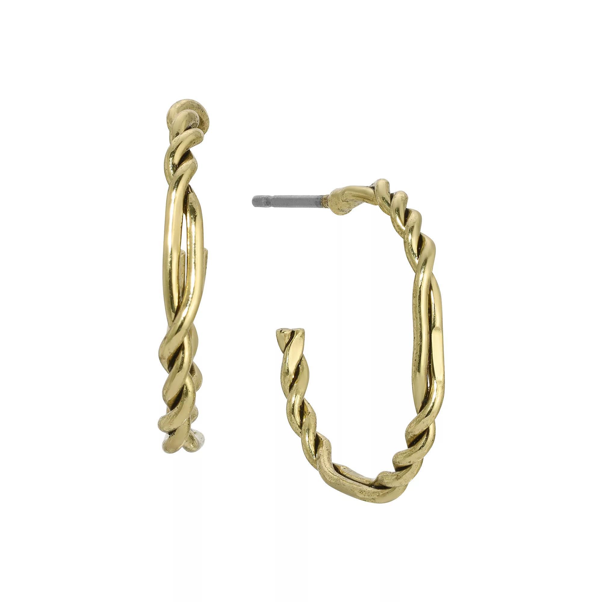 1928 Gold Tone Twisty C-Hoop Earrings, Womens, Yellow Product Image