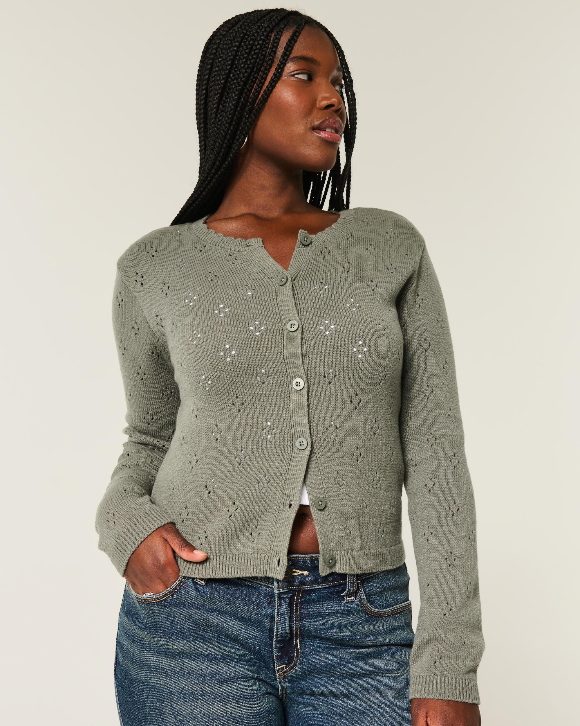Eyelet Crew Cardigan Product Image