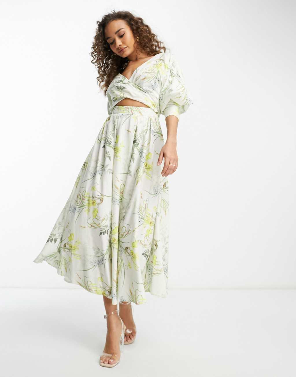ASOS EDITION wrap front linen midi dress Product Image