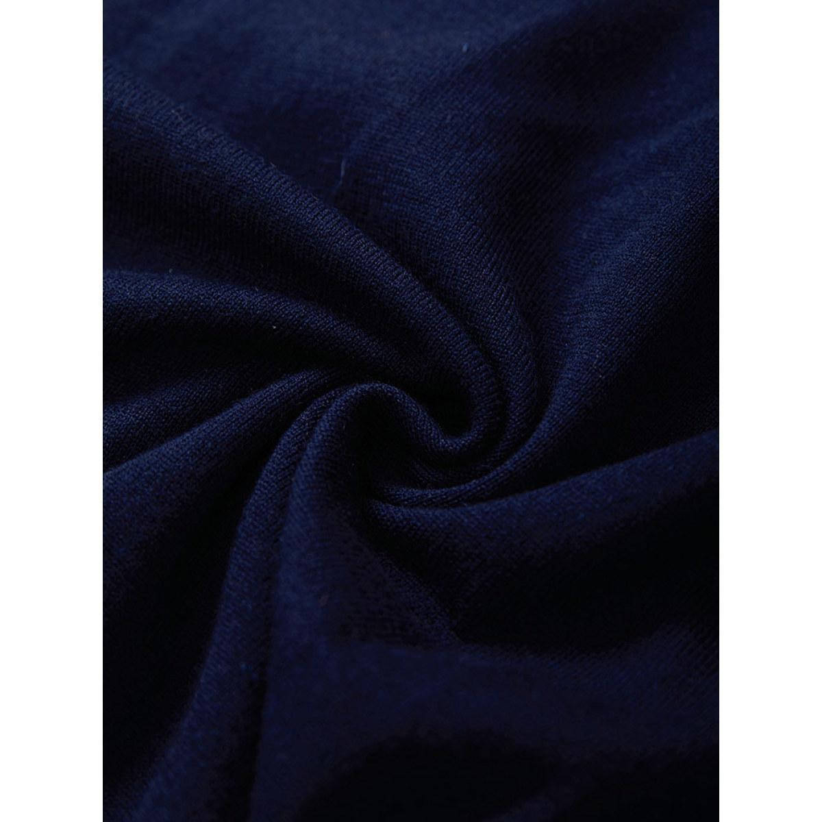 Plus Size Supersoft Essentials Cut Out Patchwork Pullover DarkBlue Women Casual Loose Long Sleeve Round Neck Dailywear Pullovers BloomChic 10/M Product Image