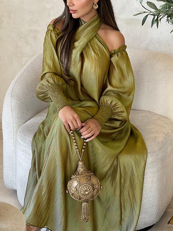 Loose Solid Color Long Sleeves Maxi Dresses Product Image