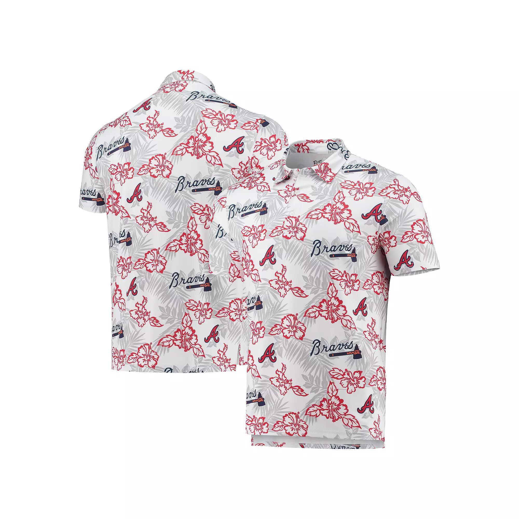 Men's Reyn Spooner White Atlanta Braves Performance Polo, Size: Small Product Image
