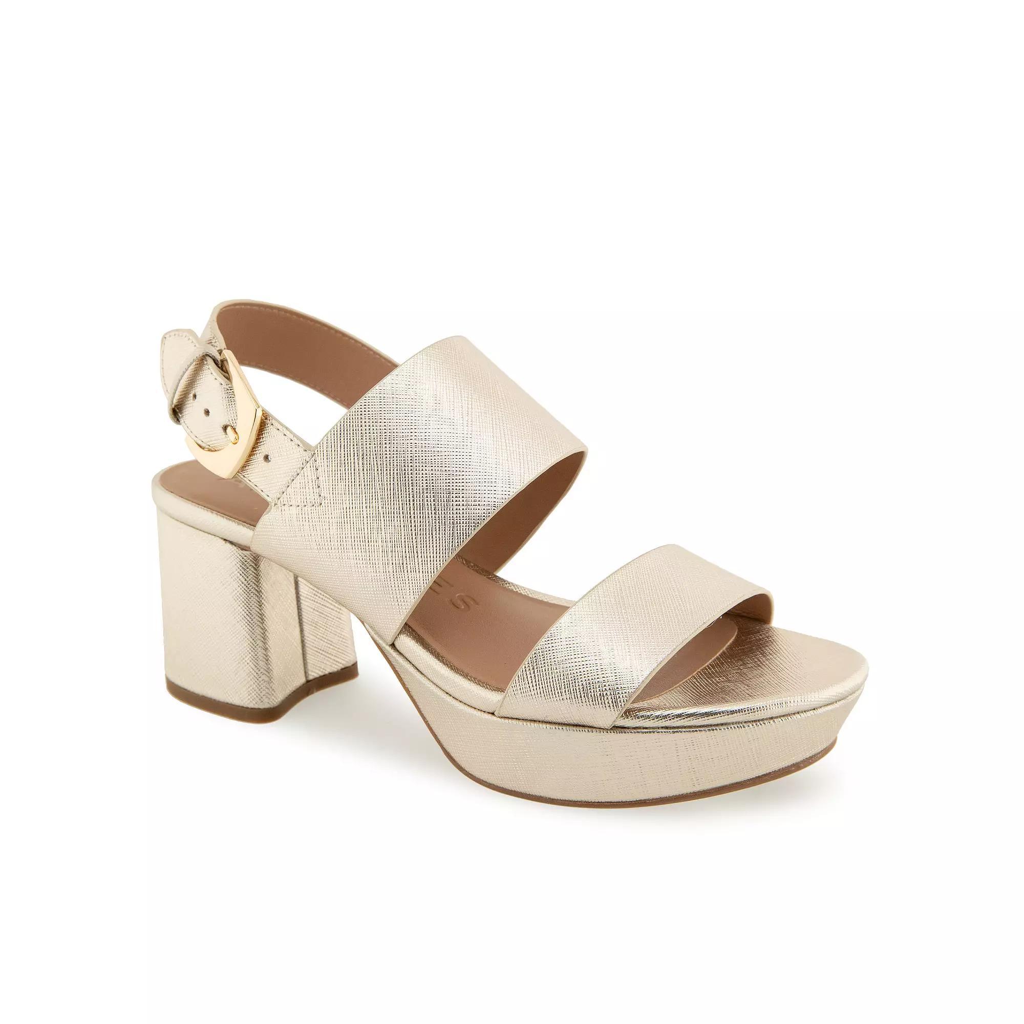 Aerosoles Camilia Womens Platform Sandals Gold Grey Texture Product Image