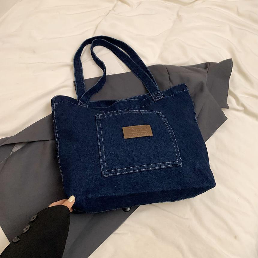 Lettering Tag Denim Tote Bag / Bag Charm / Set Product Image