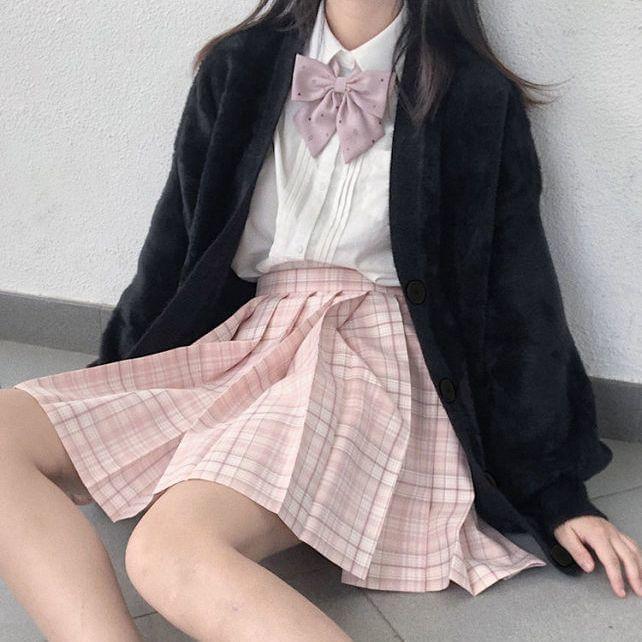 V-Neck Plain Button-Up Cardigan Product Image