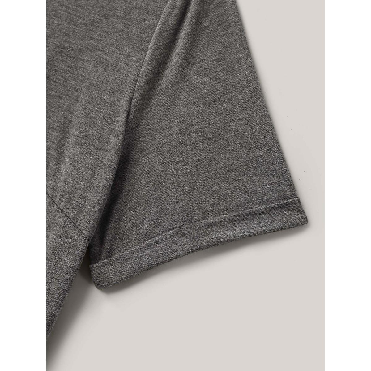 Plus Size Stretchy Fabric Pockets Ruffled Hem Midi Dress DarkGray Women Casual Knit Dresses Bloomchic 14-16/1X Product Image