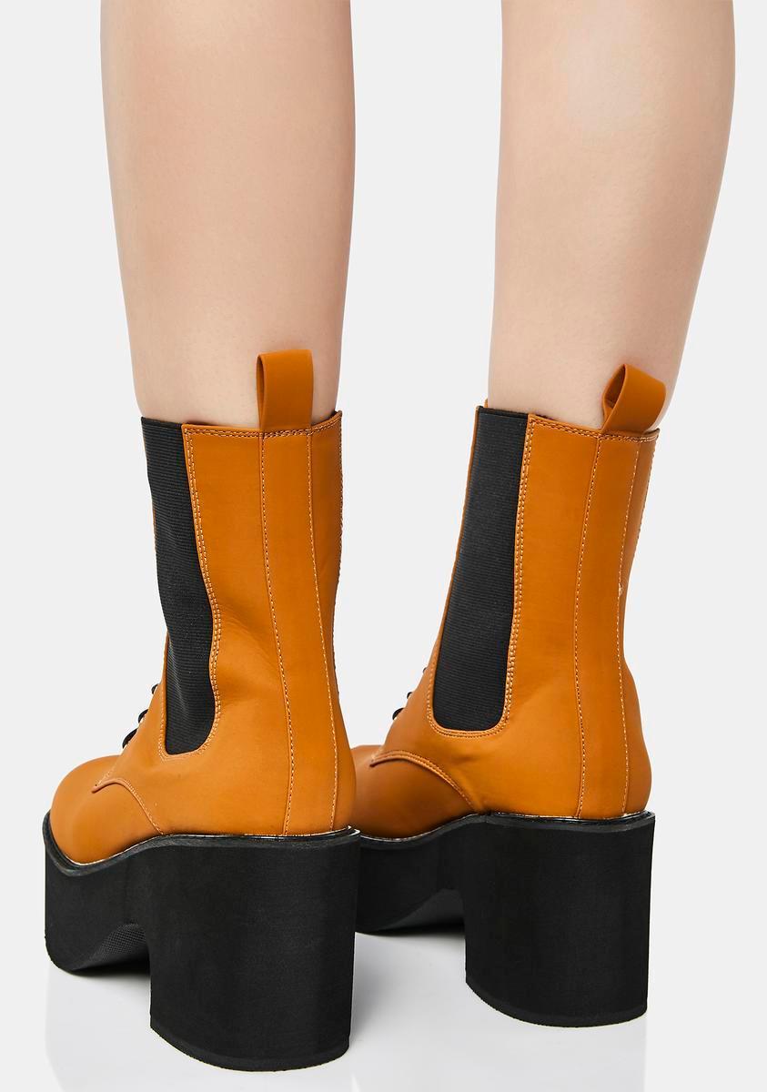 Camel Ruben Platform Combat Boots Product Image