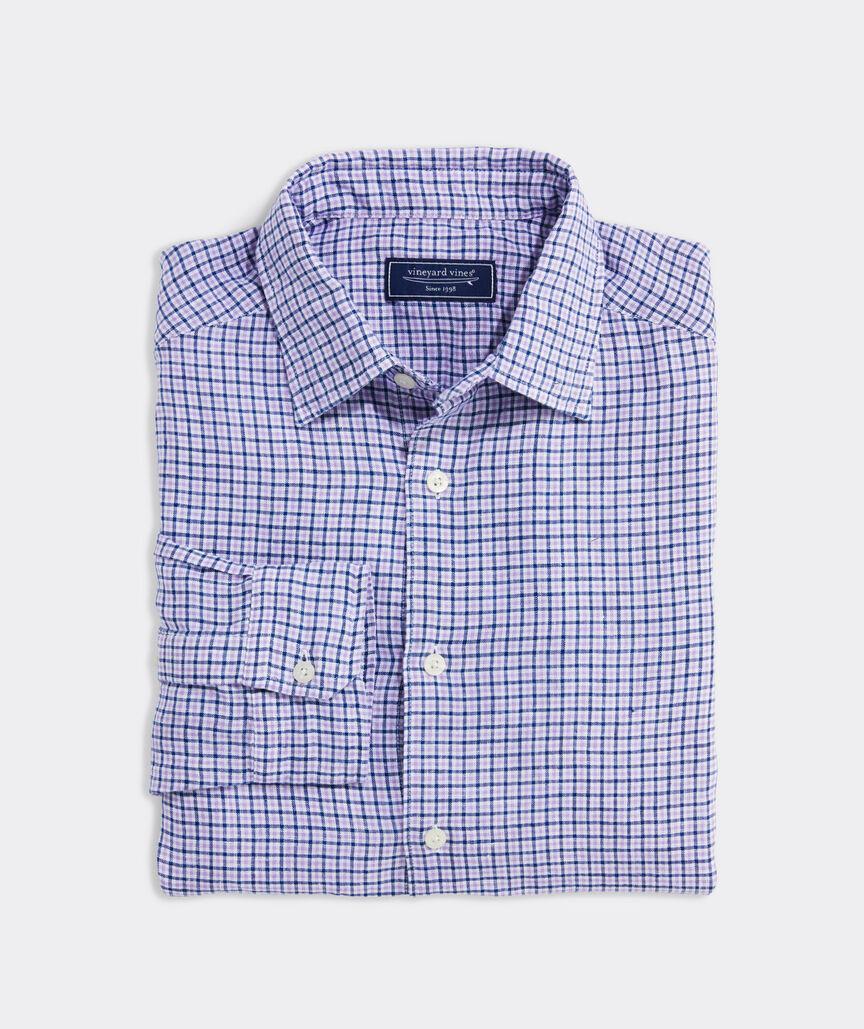 Linen Tattersall Spread Collar Shirt Product Image