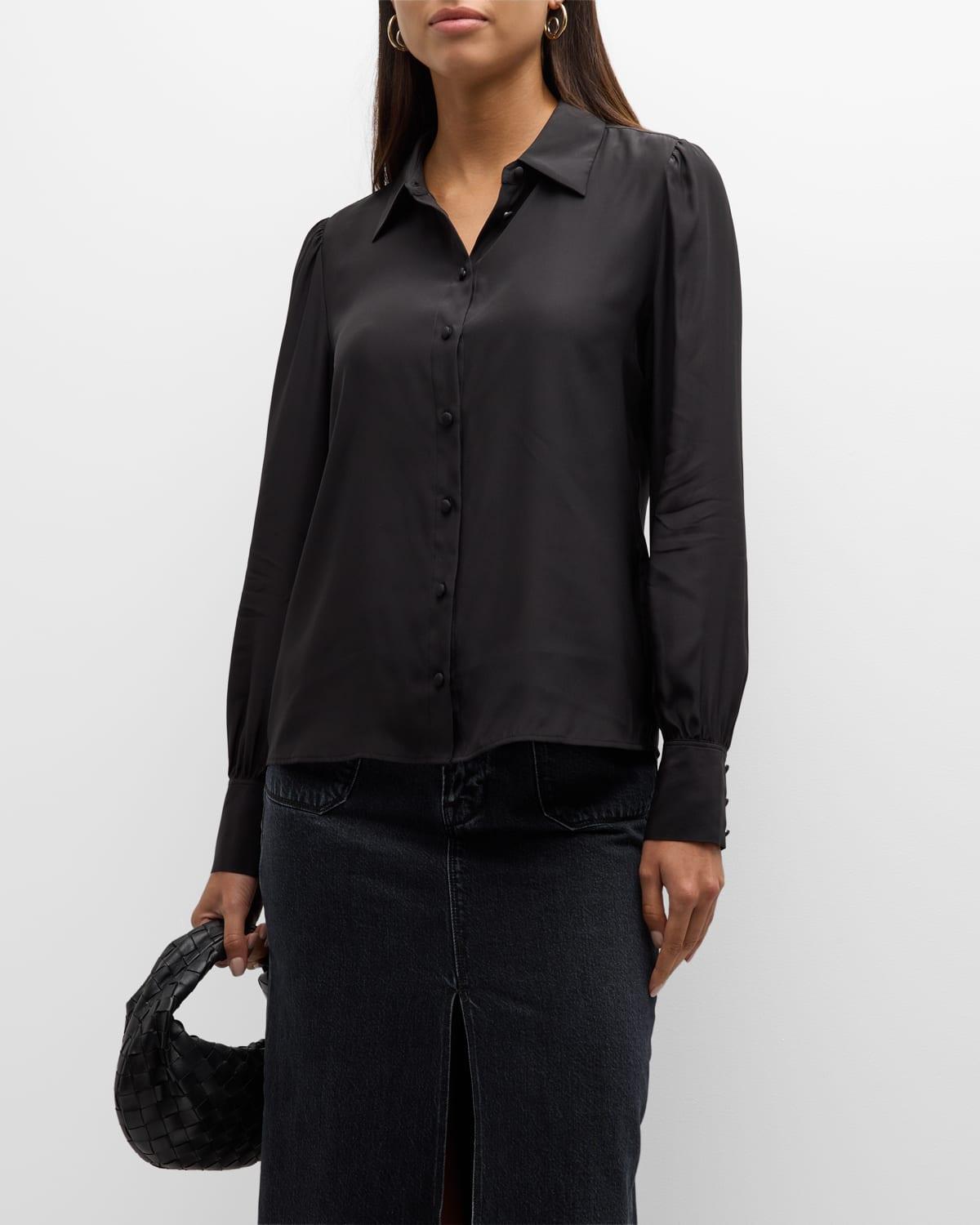 Womens Victorian Button-Front Silk Blouse Product Image