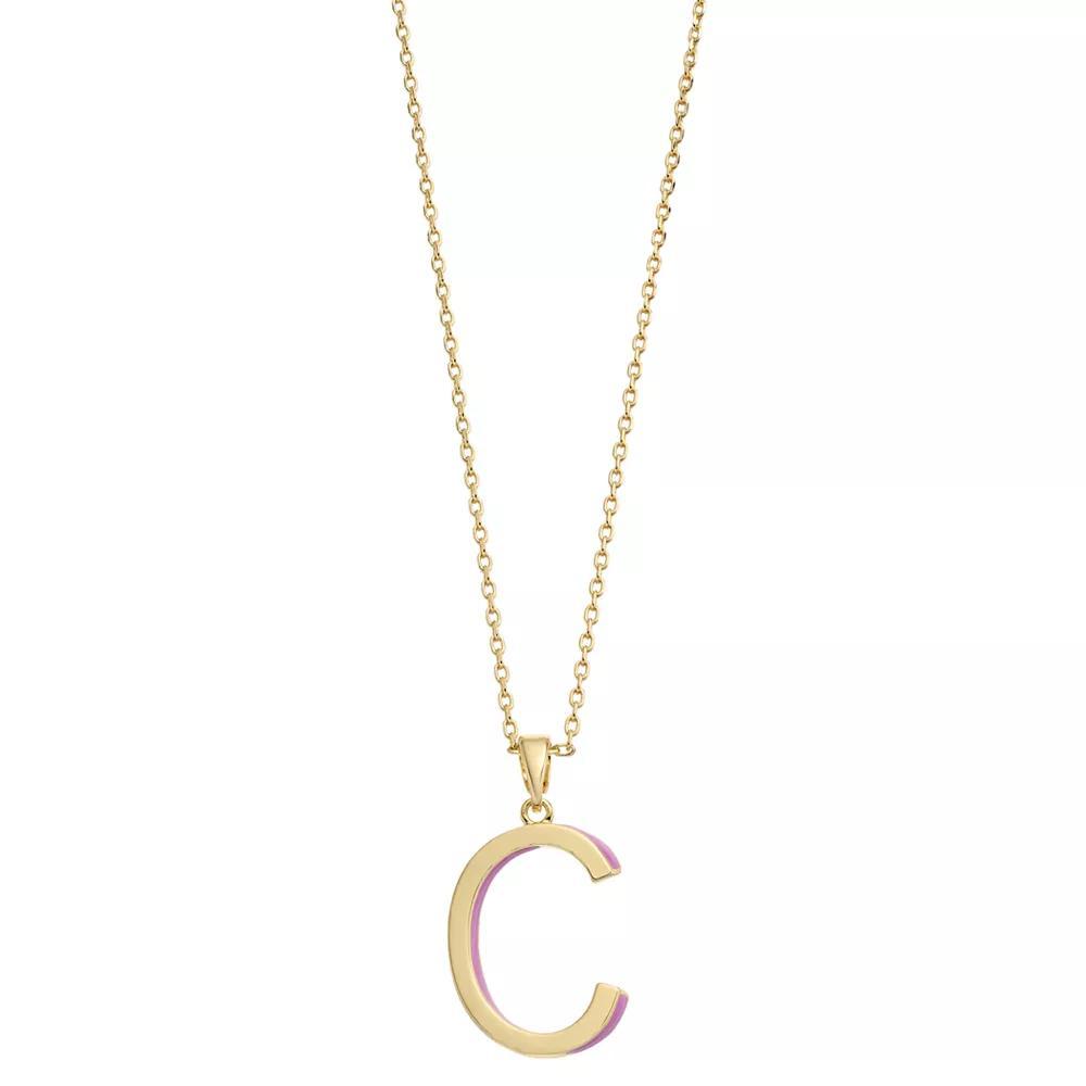 City Luxe Gold Tone Initial Charm Pendant Necklace, Womens Gold Tone C Product Image