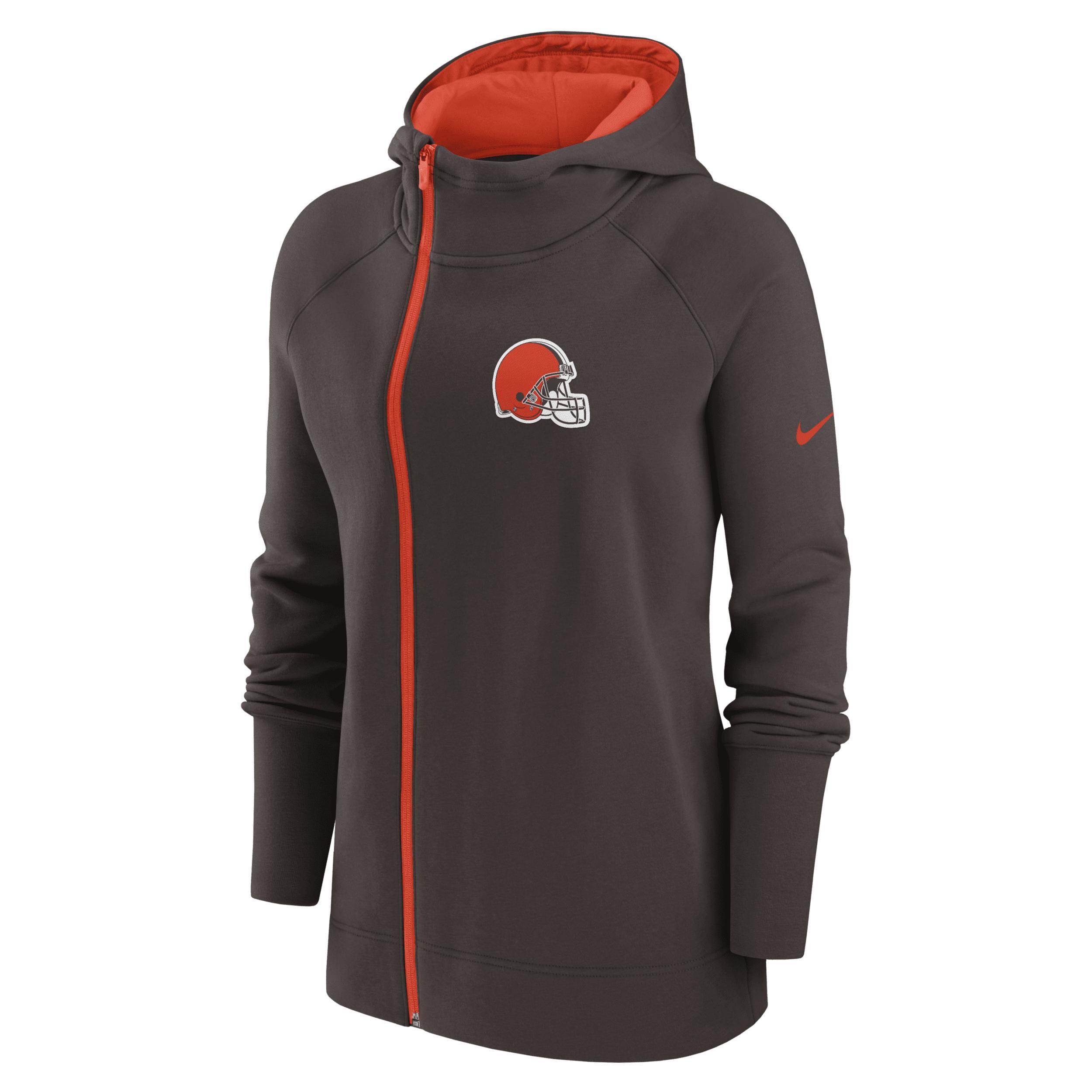Women's Nike  Brown Cleveland Browns Asymmetrical Raglan Full-Zip Hoodie, Size: Medium Product Image