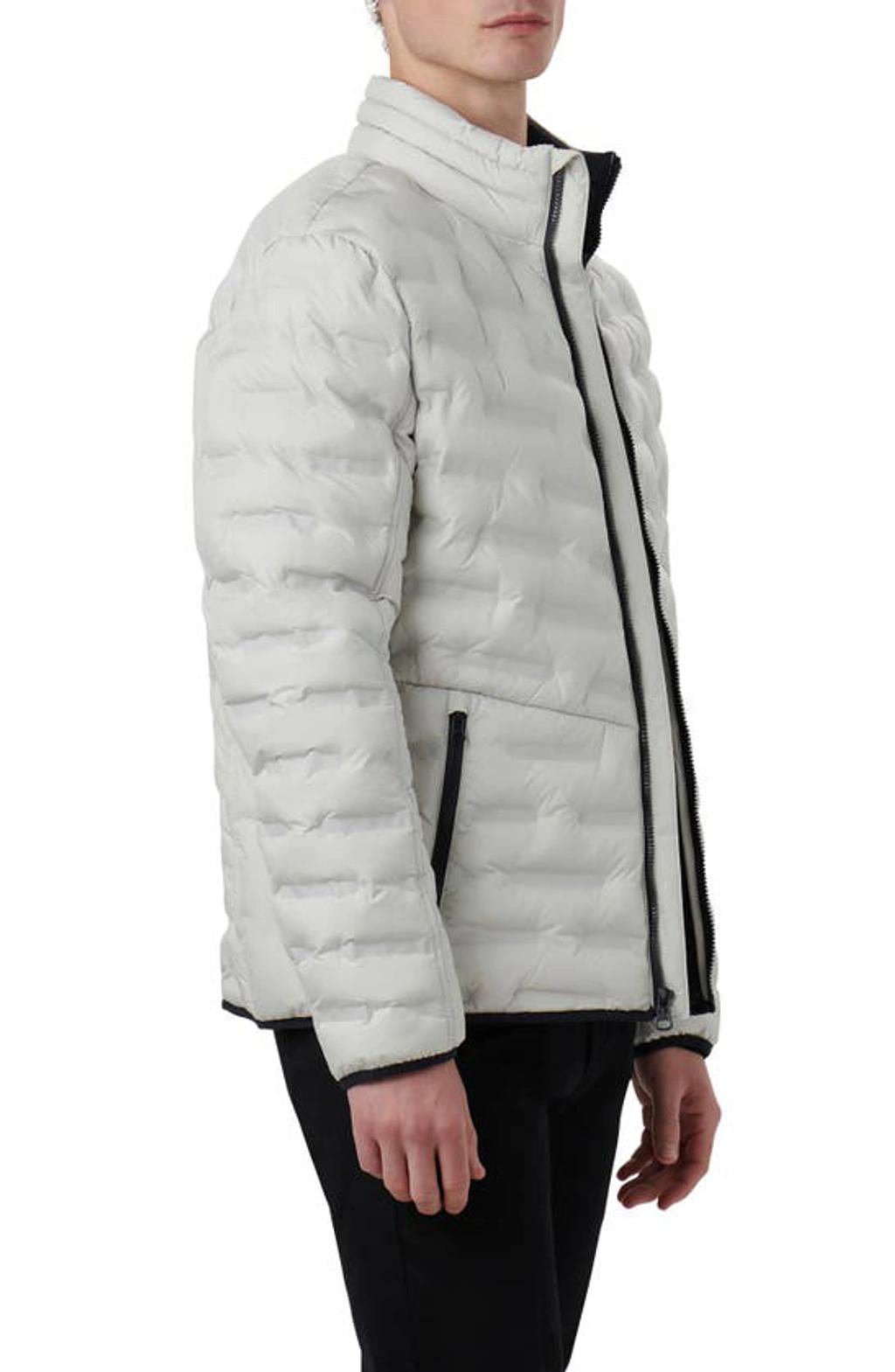 BUGATCHI Quilted Bomber Jacket In Stone Product Image