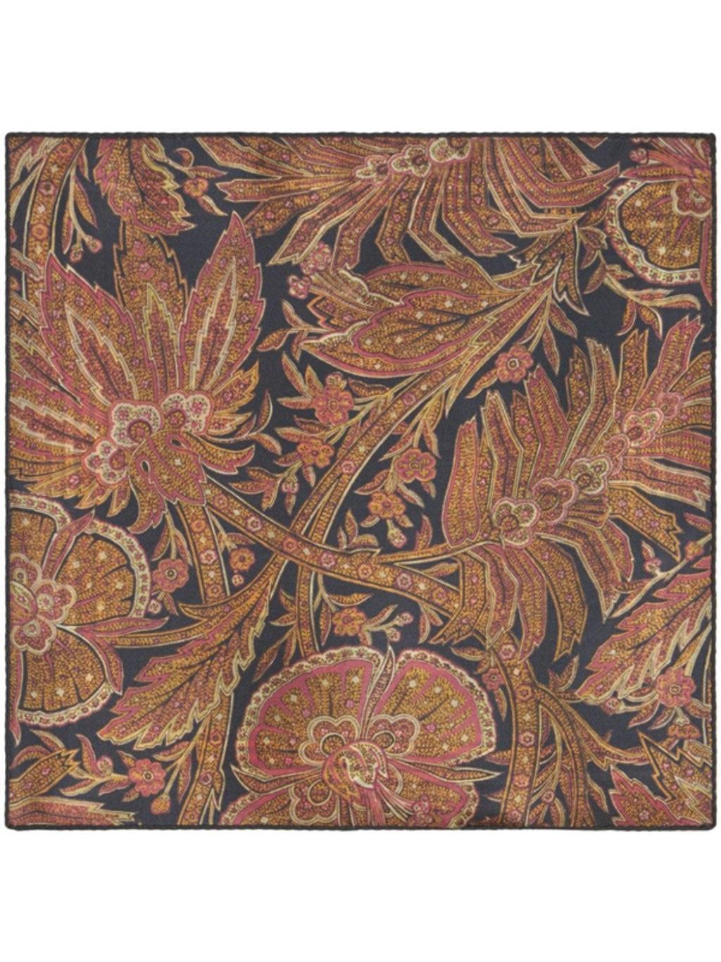 ETRO Geometric-print Silk Pocket Square In Blau Product Image