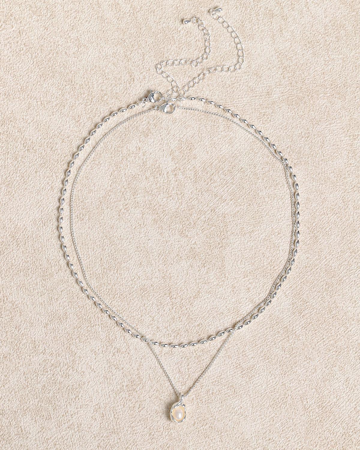 Metal Pearl Double Necklace Product Image