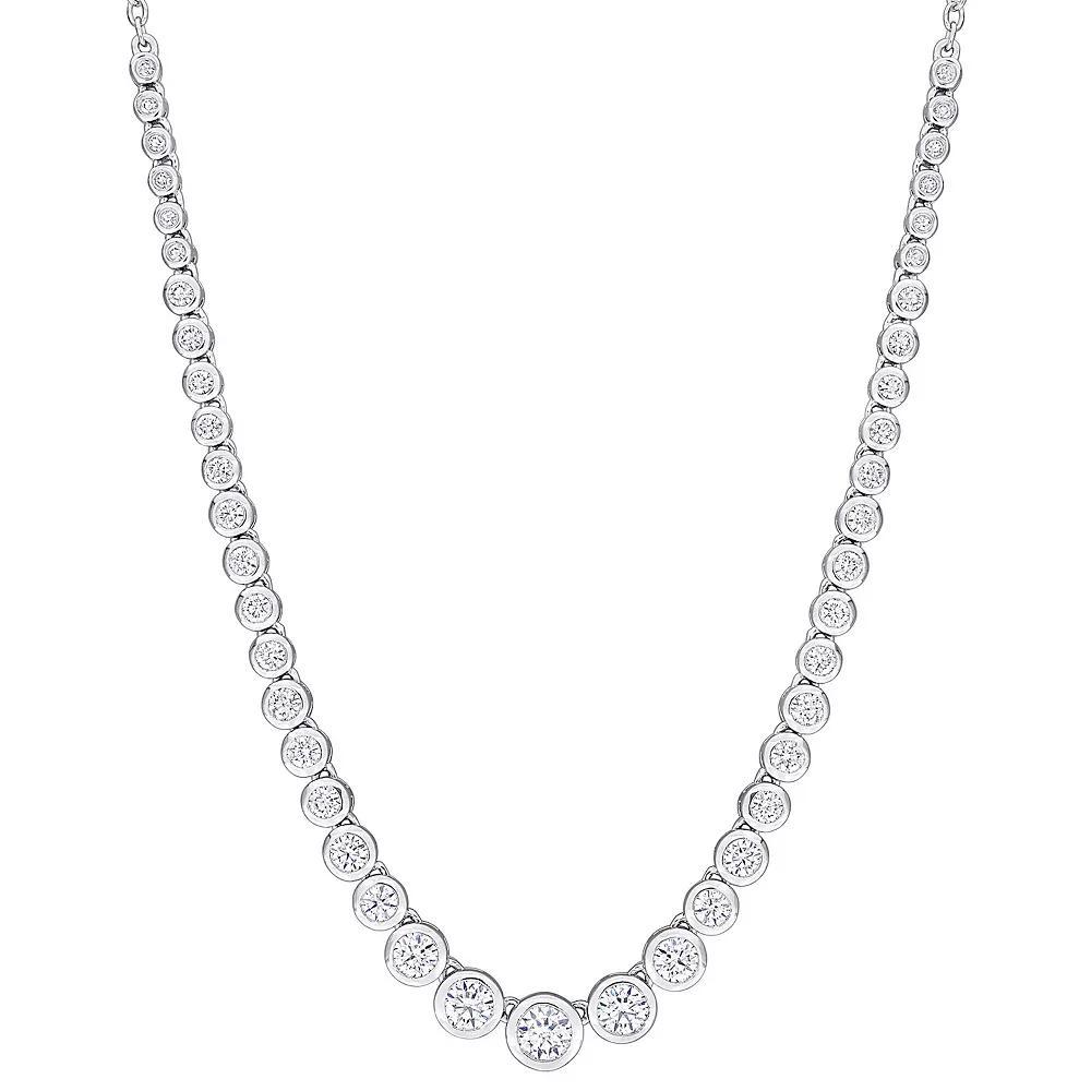 Stella Grace Sterling Silver Lab-Created Moissanite Graduated Necklace, Women's, Size: 17" Product Image
