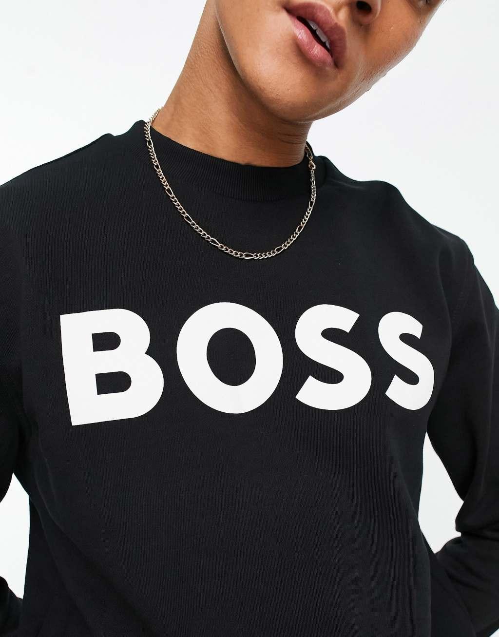 BOSS Orange WeBasicCrew large logo relaxed fit sweatshirt in black Product Image