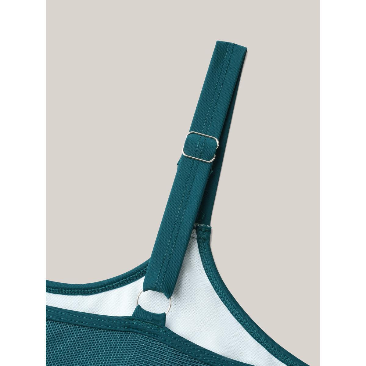 Plus Size Layered Adjustable Straps Flared Swim Top Women's Swimwear Teal Beach Tiered High stretch Bodycon U-neck Curve Swim Tops BloomChic 12/L Product Image