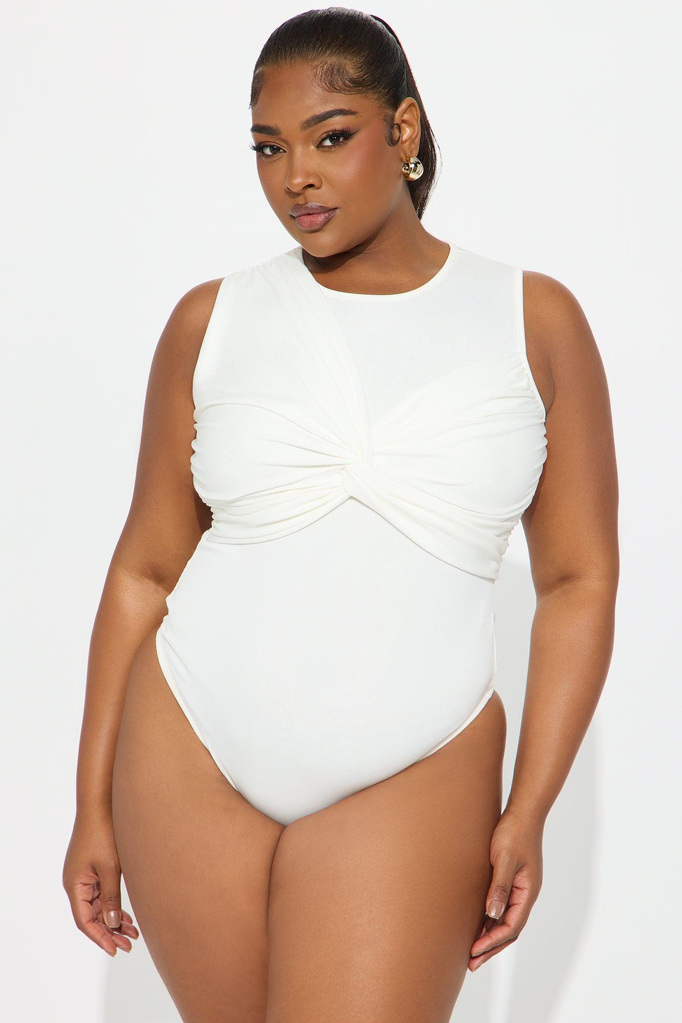 With A Twist Ribbed Bodysuit - Ivory Product Image