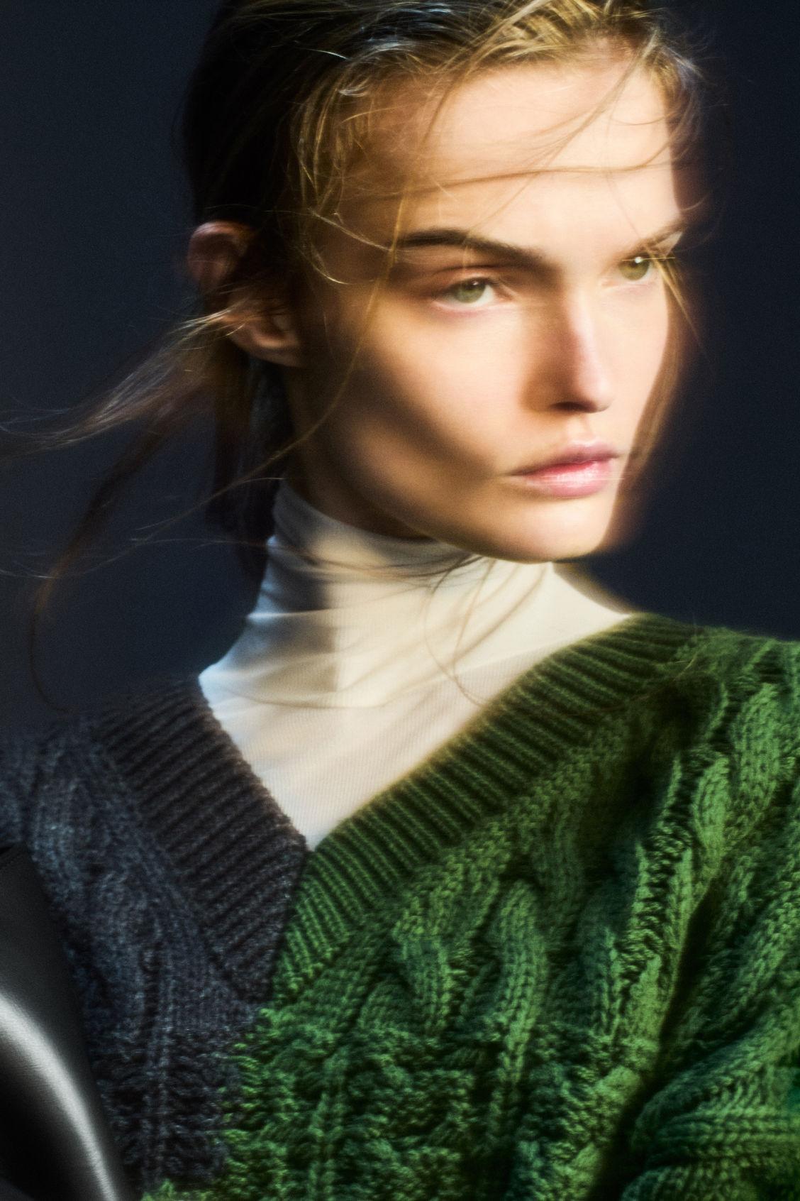 ABSTRACT CABLE-KNIT MERINO WOOL SWEATER Product Image
