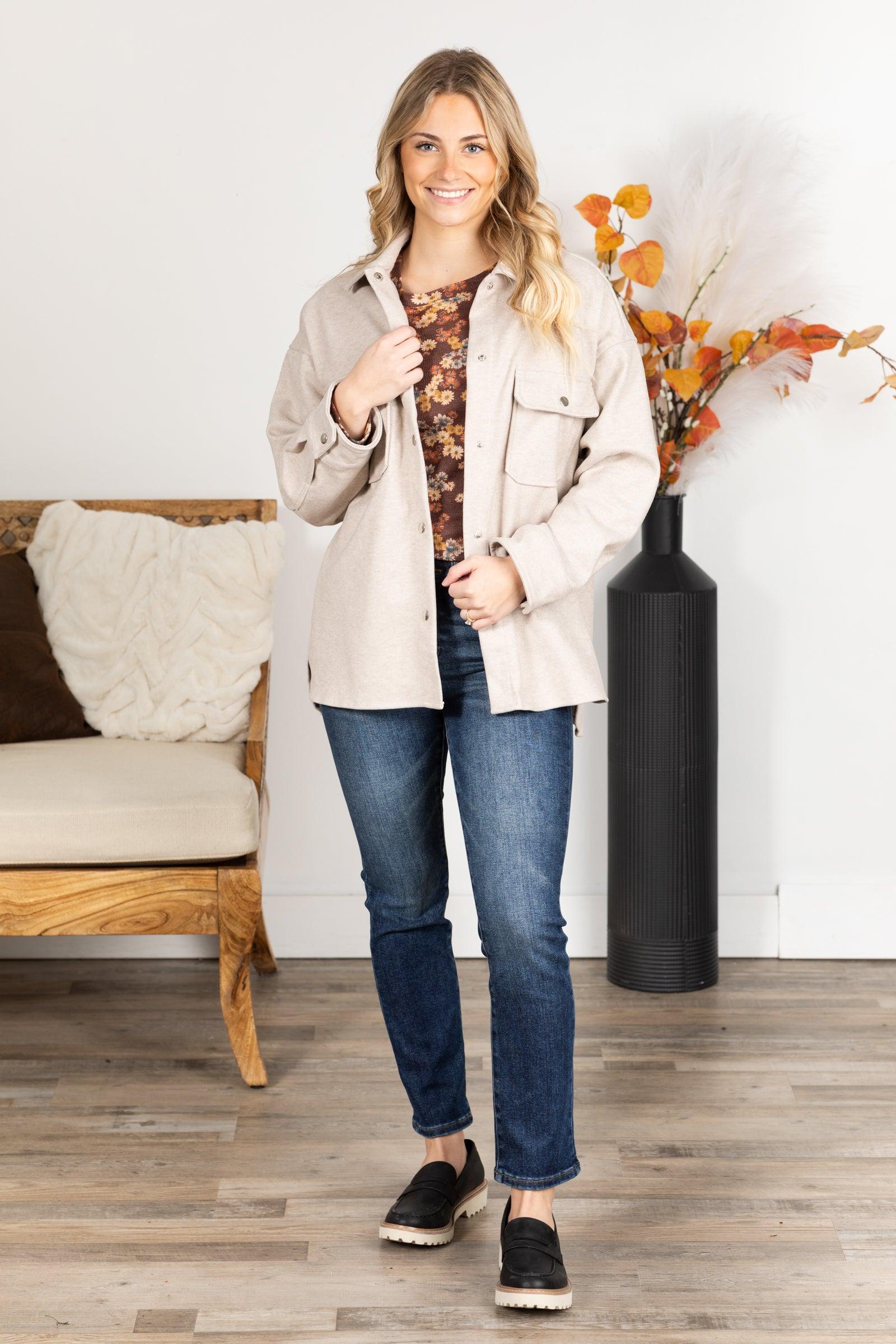 Solid Lightweight Front Pockets Shacket Product Image