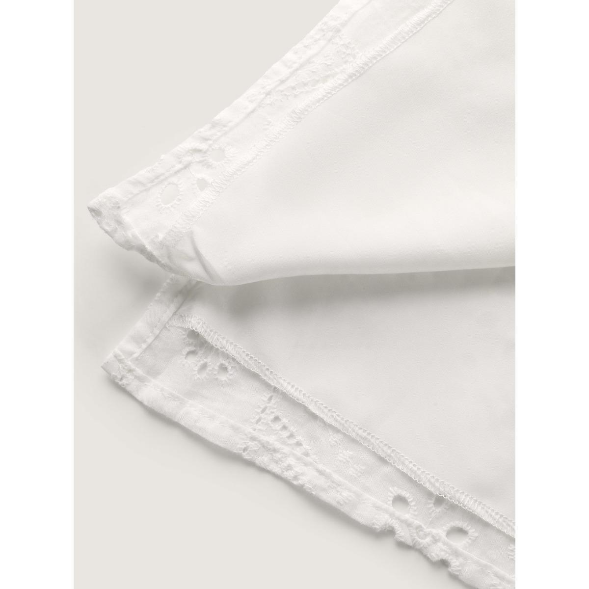 Plus Size WhiteSmoke Cotton Eyelet Embroidery V-Neck Blouse Women Elbow-length sleeve V-neck Vacation Blouses BloomChic 10/M Product Image