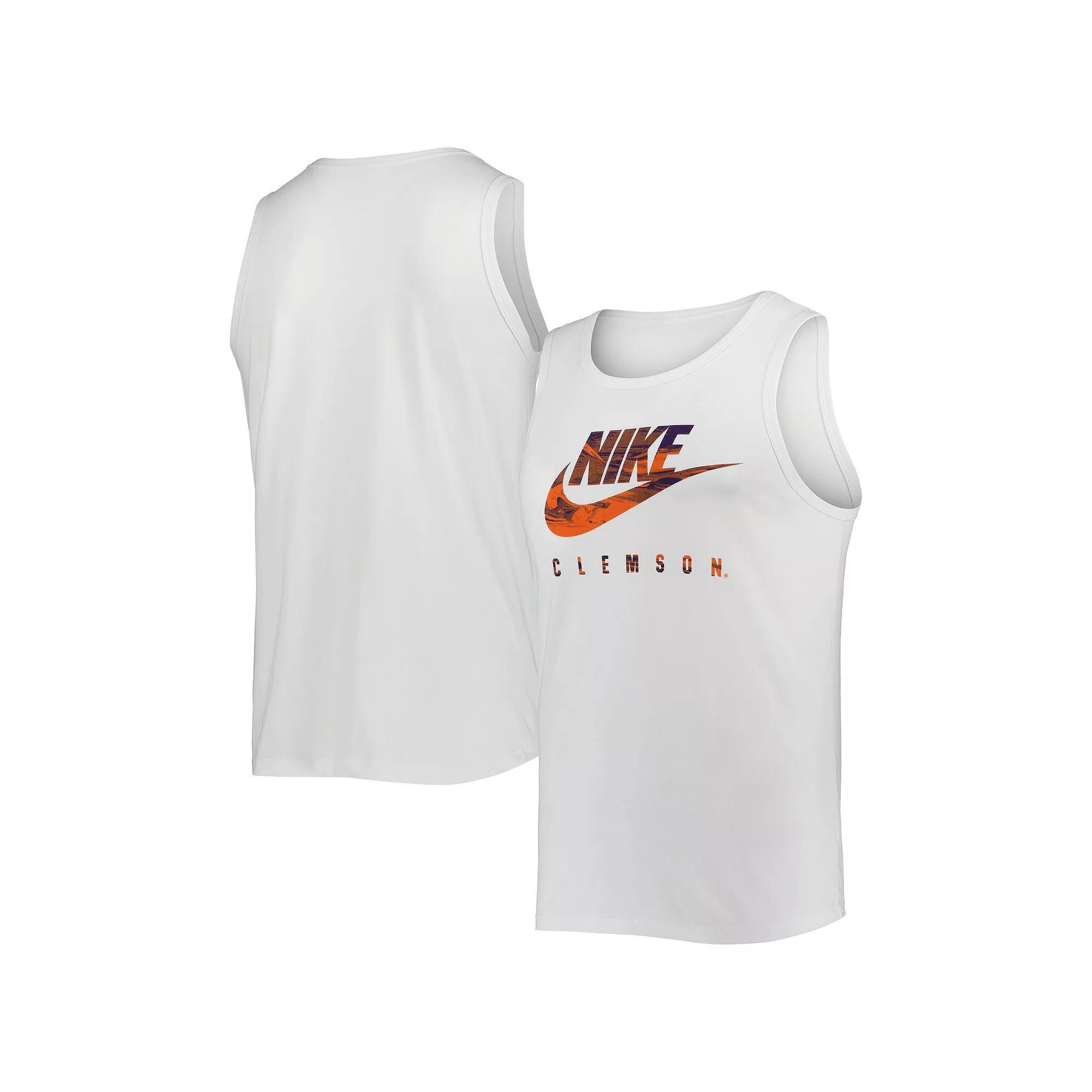 Men's Nike White Clemson Tigers Spring Break Futura Performance Tank Top, Size: XL Product Image